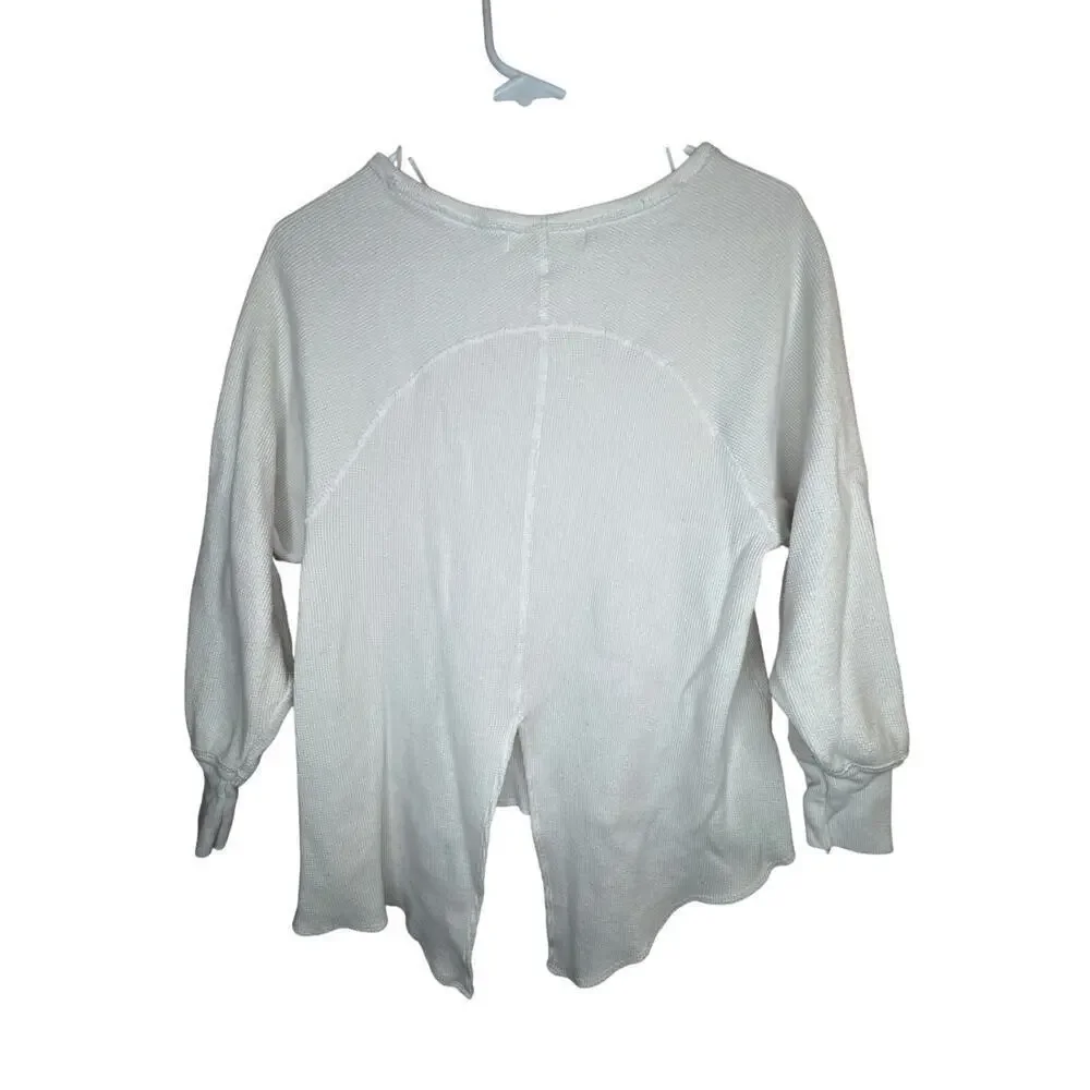 Free People Waffle Knit Top - Long Sleeve Women's Size M 100% Cotton